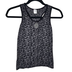 Ice Skate Black/Grey Animal Print Tank Top XS/S Women's Figure Skating